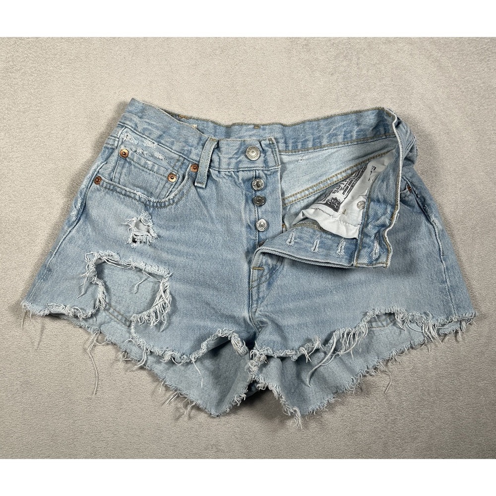 Levi's Premium 501 Women's High Rise Denim Cut Off Shorts Distressed W24